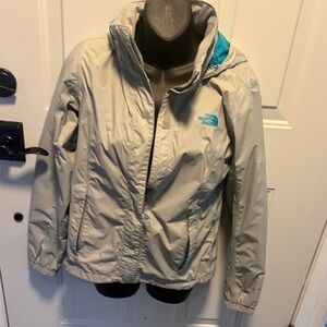 NWOT The North Face Light Gray Jacket with Teal Accents
